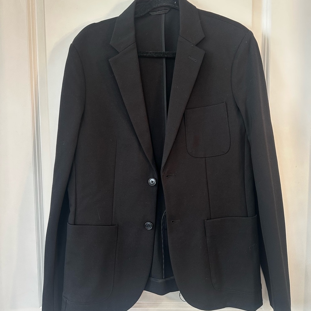 Armani Exchange Tailored Slim Fit Stretch Black Fitted Blazer, Medium